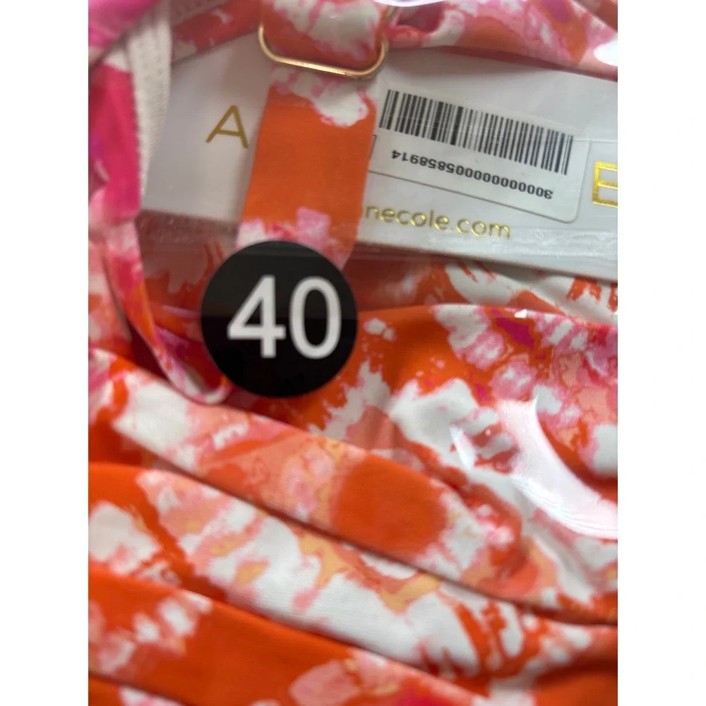 Anne Cole Womens Plus 16W Tankini Top Pink Orange Tie Dye Underwire Swim 22P